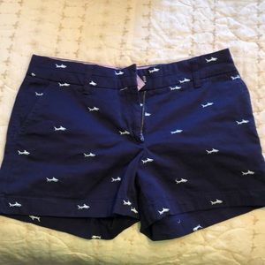 Embroidered shark print shorts